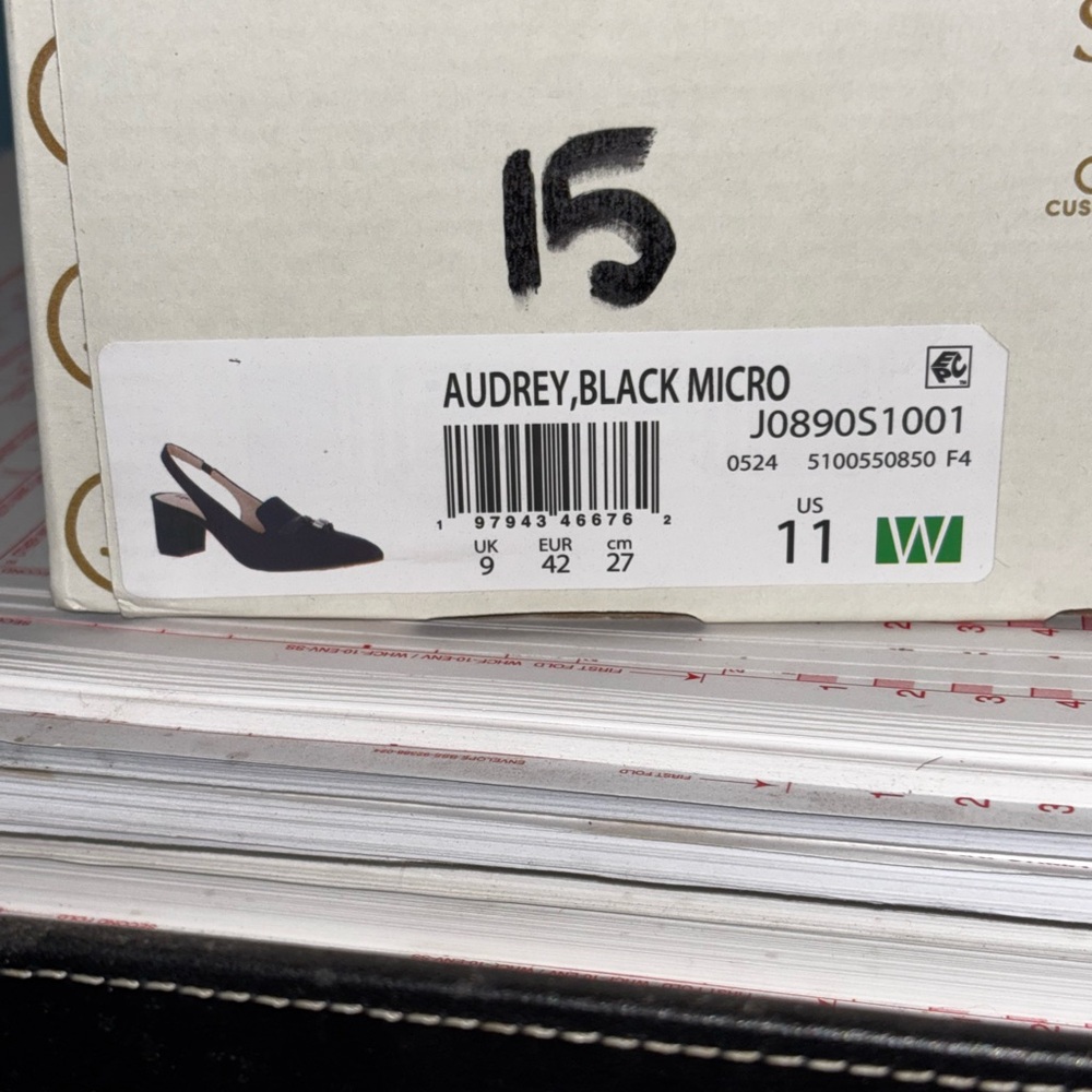 Life Stride Black Slingback Block Heels, 11W Audrey Black Micro - Picture 7 of 7
